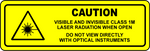 Caution class 1M laser radiation optical warning label