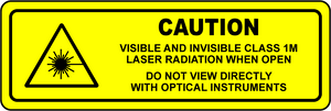 Caution class 1M laser radiation optical warning label