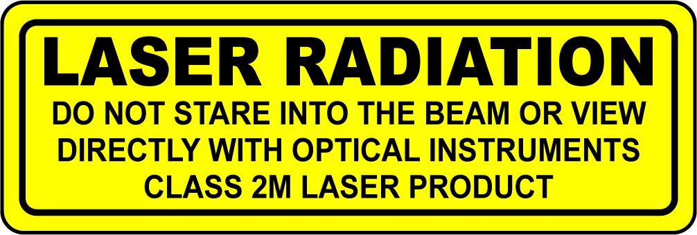 Class 2M laser radiation optical instruments safety label