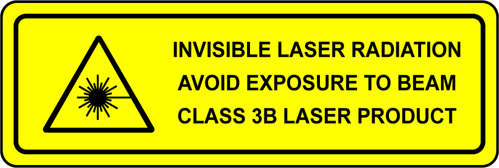 Invisible laser radiation class 3B safety warning label