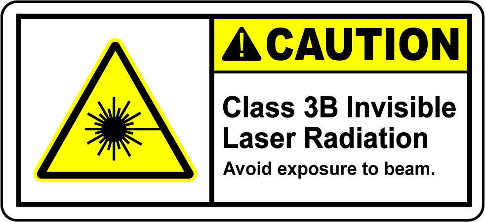 Caution class 3B invisible laser radiation safety label