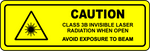 Caution class 3B invisible laser radiation safety label