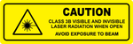Caution class 3B visible invisible laser radiation label