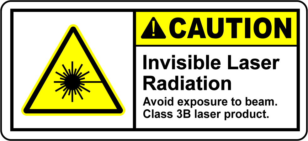 Caution invisible laser radiation class 3B safety label