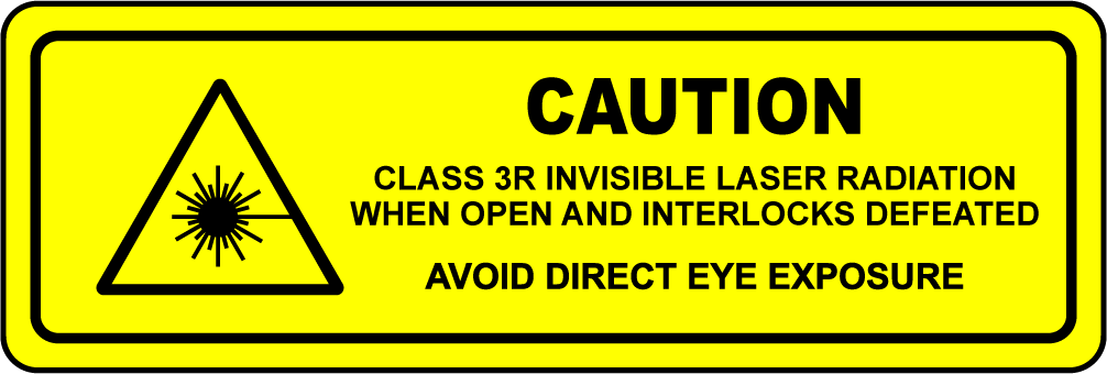 Caution class 3R laser interlocks defeated safety label
