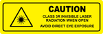 Caution class 3R invisible laser radiation safety label