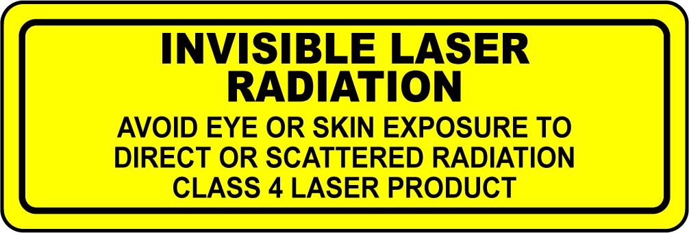 Invisible class 4 laser radiation safety vinyl label