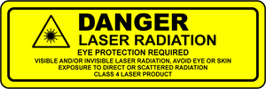 Danger class 4 laser eye protection required label