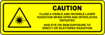 Caution class 4 visible invisible laser radiation label