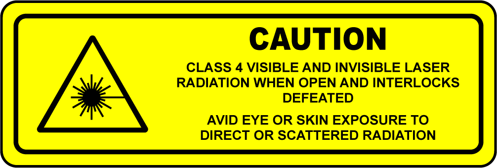 Caution class 4 visible invisible laser radiation label