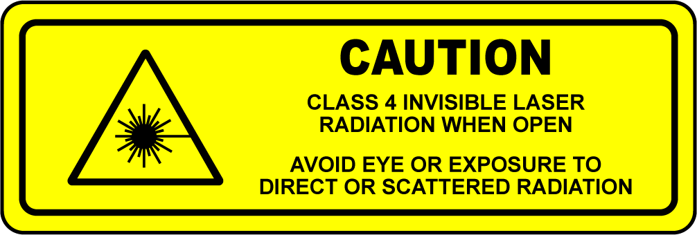 Caution class 4 invisible laser radiation vinyl label