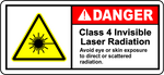 Danger class 4 invisible laser radiation safety sign