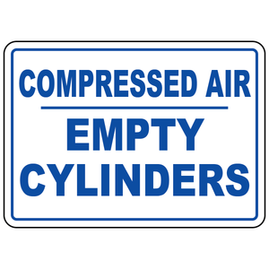 Compressed air empty cylinders sign for compressed gas storage identification