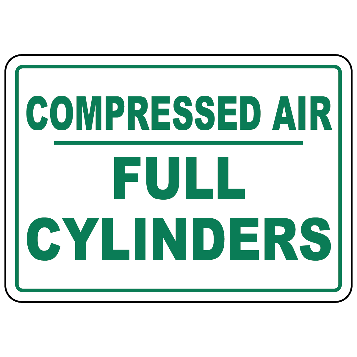 Compressed air full cylinders status sign for gas cylinder identification
