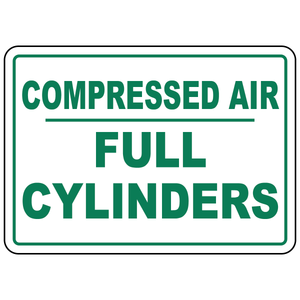 Compressed air full cylinders status sign for gas cylinder identification