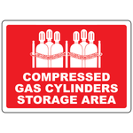 Compressed gas cylinders storage area sign with cylinder symbol for workplace safety