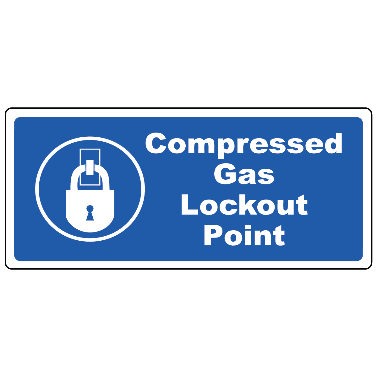 Compressed gas lockout point polyester label with lockout point symbol for LOTO safety