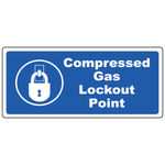 Compressed gas lockout point polyester label with lockout point symbol for LOTO safety