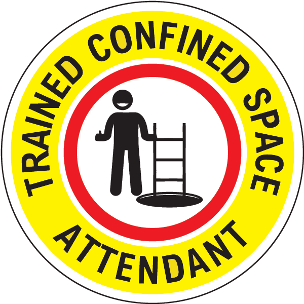 Trained confined space attendant vinyl hard hat sticker