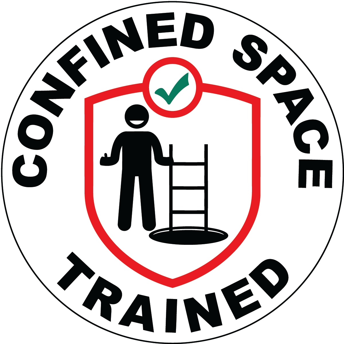 Confined space trained vinyl hard hat sticker with safety symbol