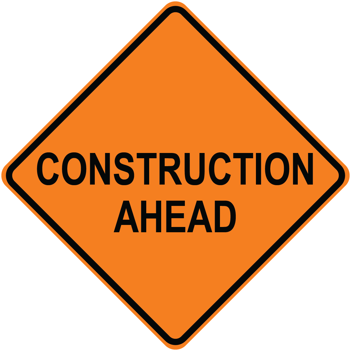 Construction ahead aluminum traffic warning sign for work zones