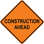 Construction ahead aluminum traffic warning sign for work zones