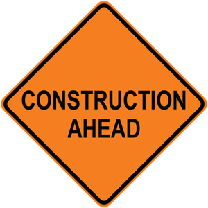 Construction ahead aluminum traffic warning sign for work zones
