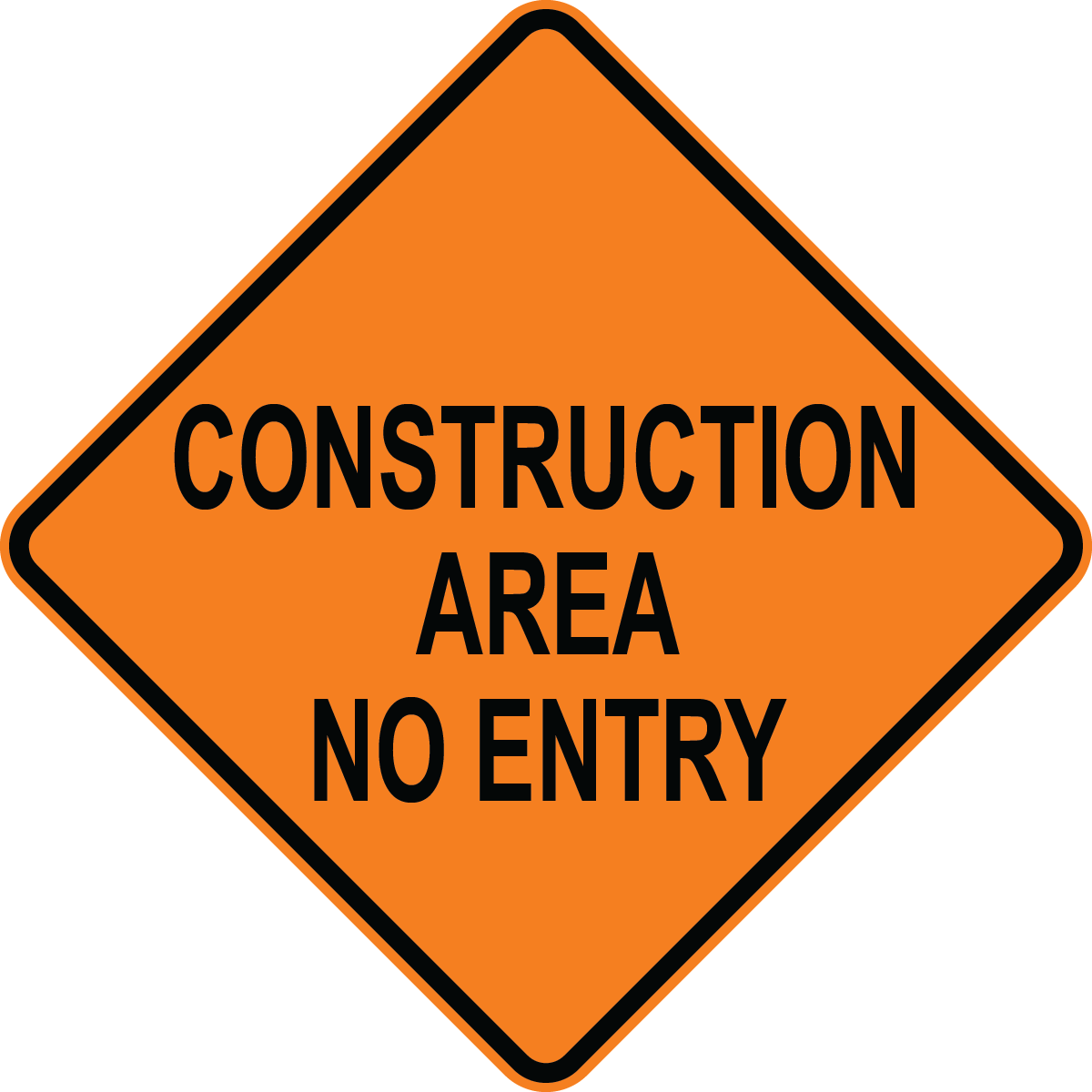 Construction area no entry OSHA traffic control safety sign for restricted work zones