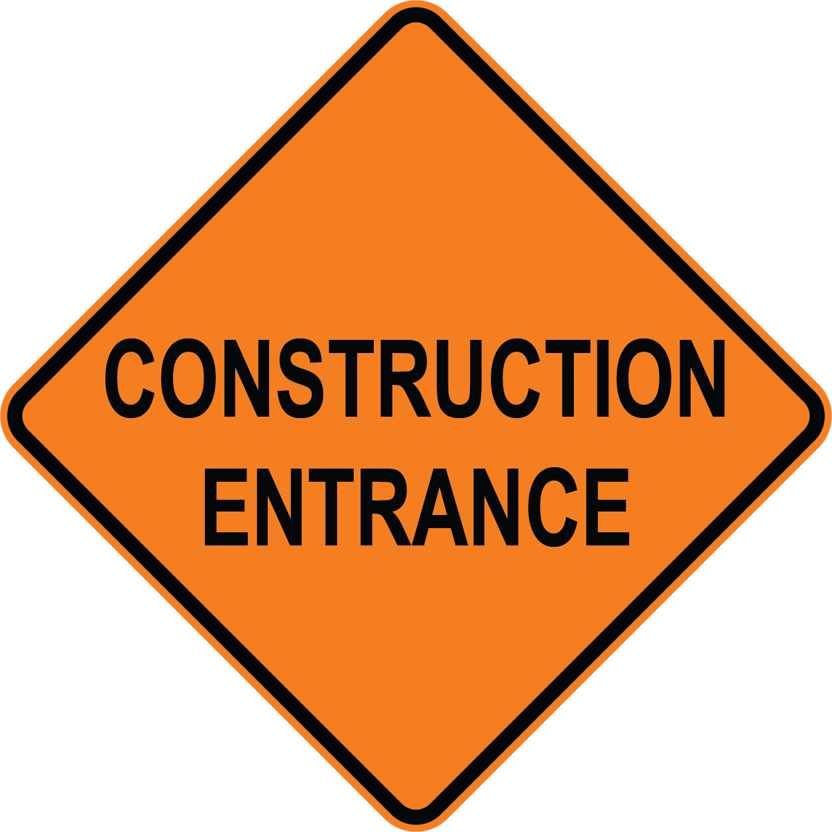 Construction entrance OSHA traffic control sign for roadwork and job site entry