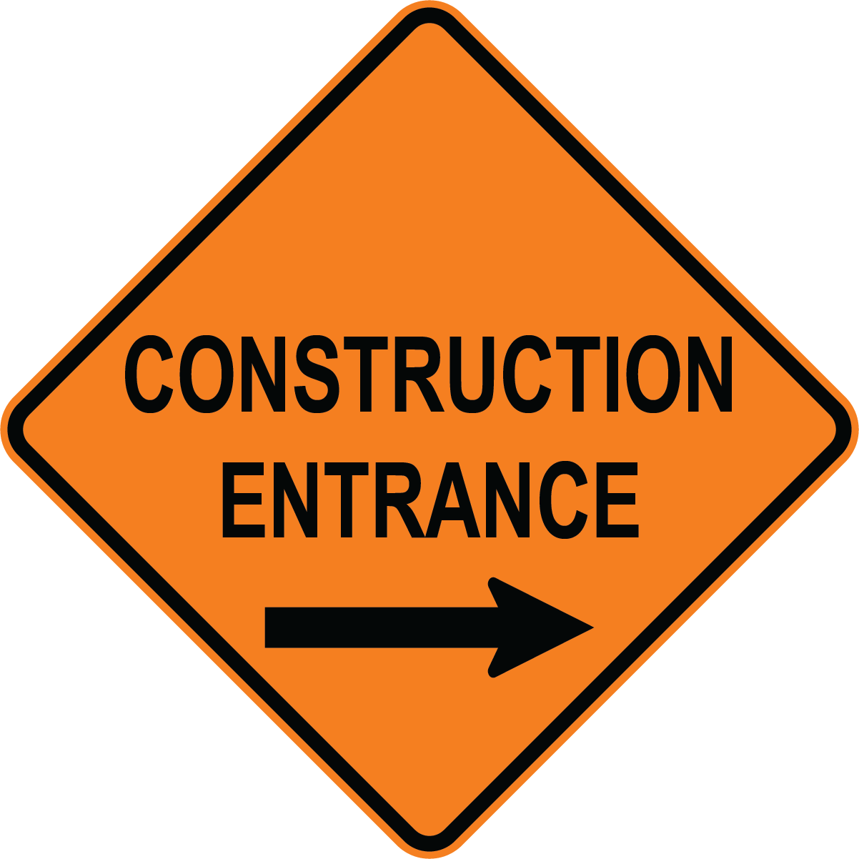 Construction entrance right arrow OSHA traffic control sign for job site entry direction