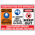 Construction site hard hats required warning sign