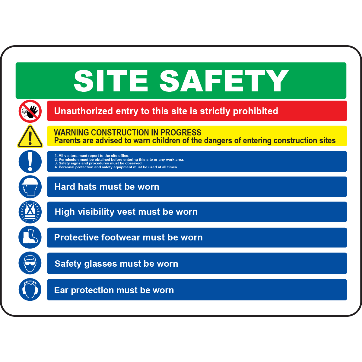 Construction PPE unauthorized entry safety warning sign