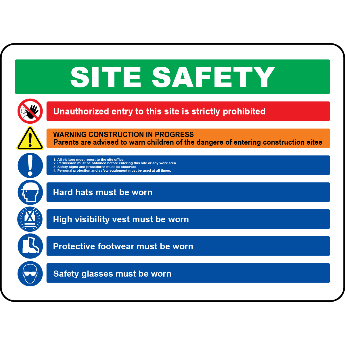 Construction site unauthorized entry warning sign PPE