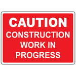 Caution construction work in progress safety sign vinyl aluminum