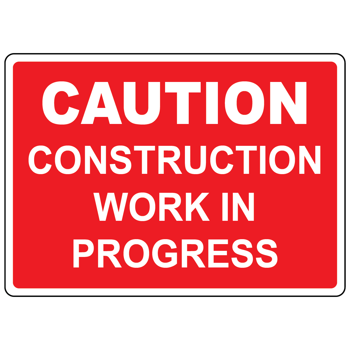 Caution construction work in progress safety sign vinyl aluminum