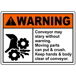 Warning conveyor crush hazard safety sign