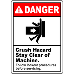 Danger Crush Hazard. Stay Clear Of Machine. Follow Lockout Procedures Before Servicing.