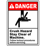 Danger Crush Hazard Stay Clear Of Machine. Follow Lockout Procedures Before Servicing.