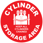 Cylinder storage area floor sign with cylinder symbol and anti-slip safety laminate