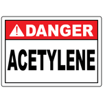 Danger acetylene vinyl label for identifying flammable gas cylinders, tanks, and piping safely