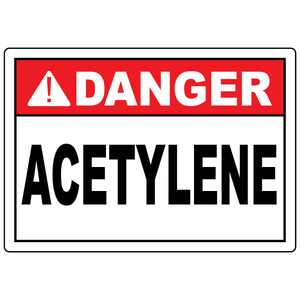 Danger acetylene vinyl label for identifying flammable gas cylinders, tanks, and piping safely