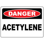 Danger acetylene safety sign for identifying flammable gas storage and handling areas