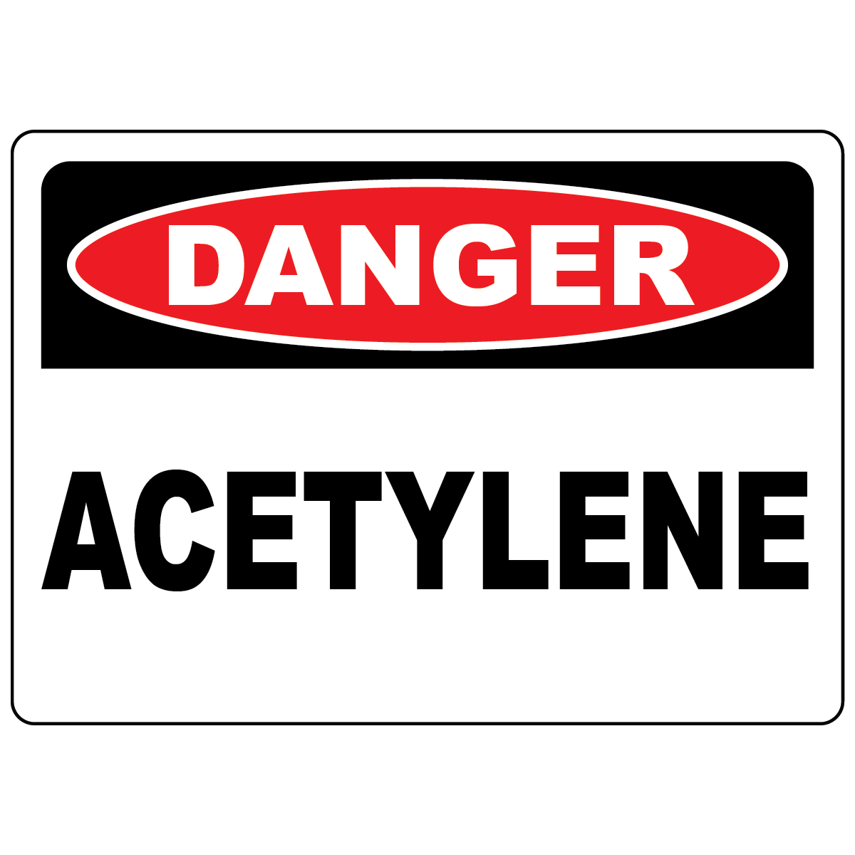 Danger acetylene safety sign for identifying flammable gas storage and handling areas