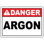 Danger argon safety sign for identifying argon gas storage and compressed gas hazard areas