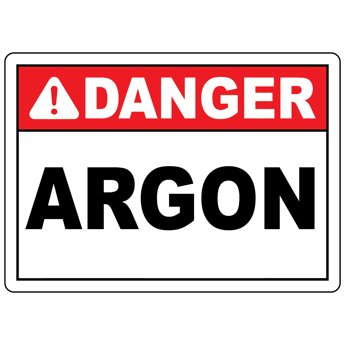 Danger argon safety sign for identifying argon gas storage and compressed gas hazard areas