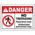 Danger no trespassing authorized personnel only sign