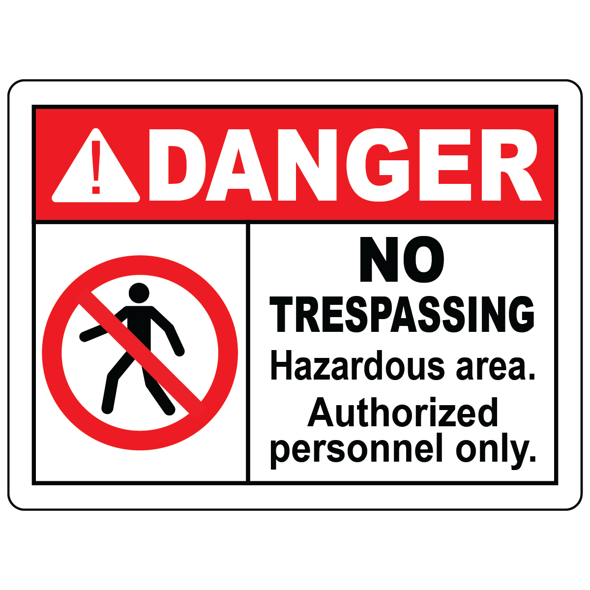 Danger no trespassing authorized personnel only sign