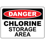 Danger chlorine storage area sign for hazardous gas storage and workplace safety compliance
