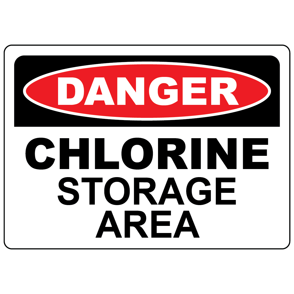 Danger chlorine storage area sign for hazardous gas storage and workplace safety compliance