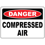 Danger compressed air sign for identifying pressurized air systems and hazardous work areas